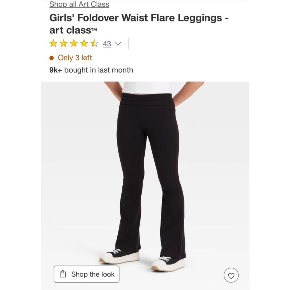 Girls' Foldover Waist Flare Leggings XL